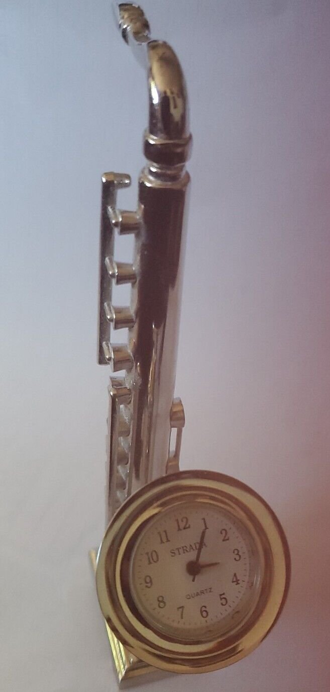 Saxaphone Table Clock. 4 3/4" Tall.
