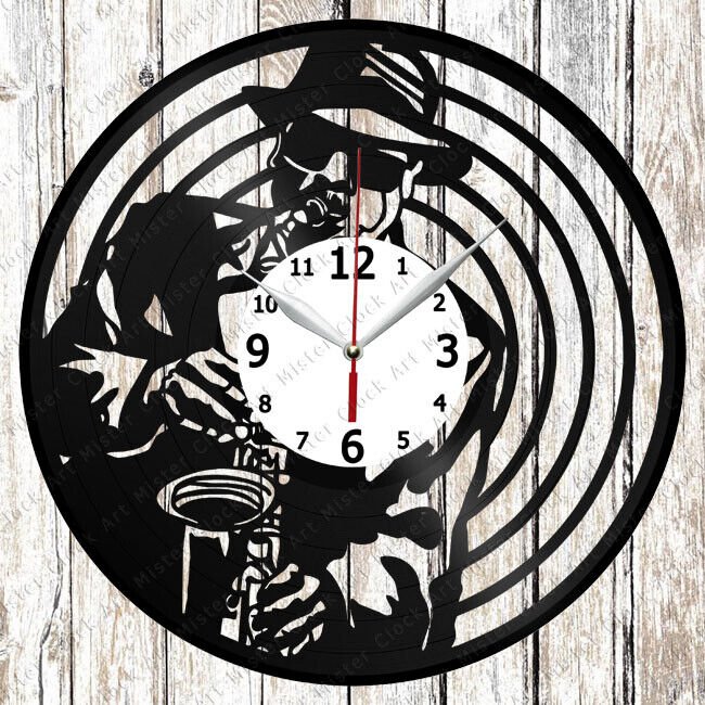 Saxophone Vinyl Wall Clock Made Of Vinyl Record Fan Art Handmade Best Gift 1783