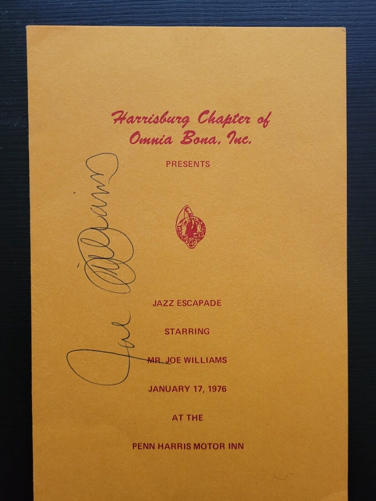 SCARCE JOE WILLIAMS JAZZ PAMPHLET 1976 HARRISBURG OMNIA BONA PENNSYLVANIA