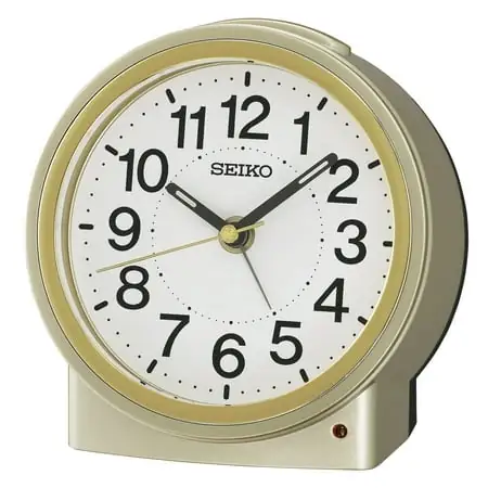 Seiko 4 inch Sussex II Beep Alarm Golden Traditional Analog Quartz Desk Clock QHE 199 GLH