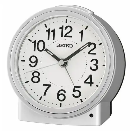 Seiko 4 inch Sussex II Beep Alarm Silver Traditional Analog Quartz Desk Clock QHE 199 SLH photo