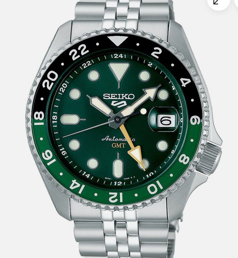 Seiko 5 Five Sports SSK035 GMT Automatic Watch 100 Meter Green Dial Made Japan