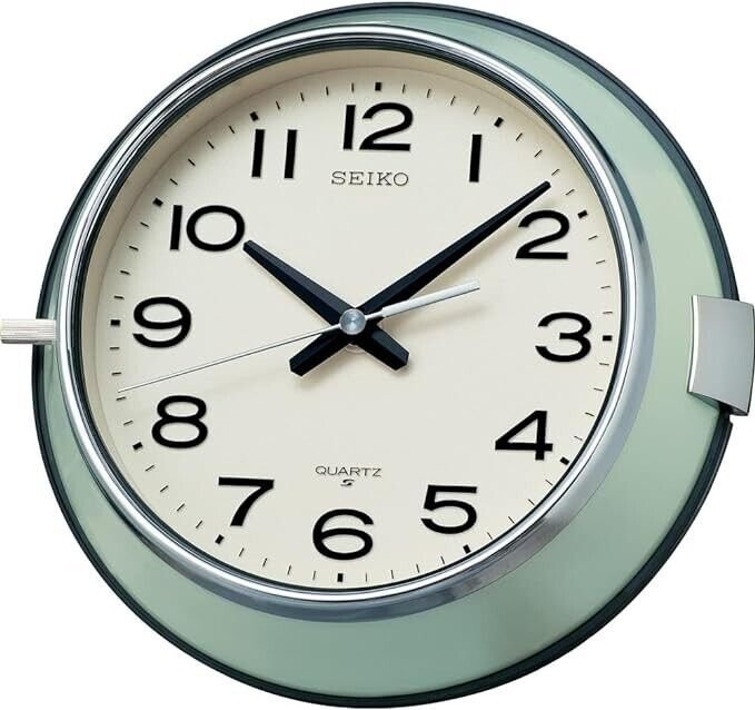 Seiko Clock Wall Classic Clock Analog Office Home Kitchen Round Light Green