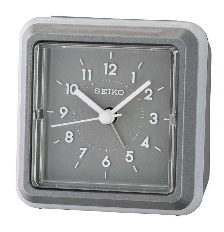 Seiko Ena 3 inch Beep Alarm Desk Clock, Gray Analog Quartz Table