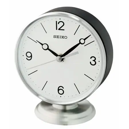 Seiko Hutton Desk & Table Clock, Silver, Quartz, Analog, QXG 150 SLH