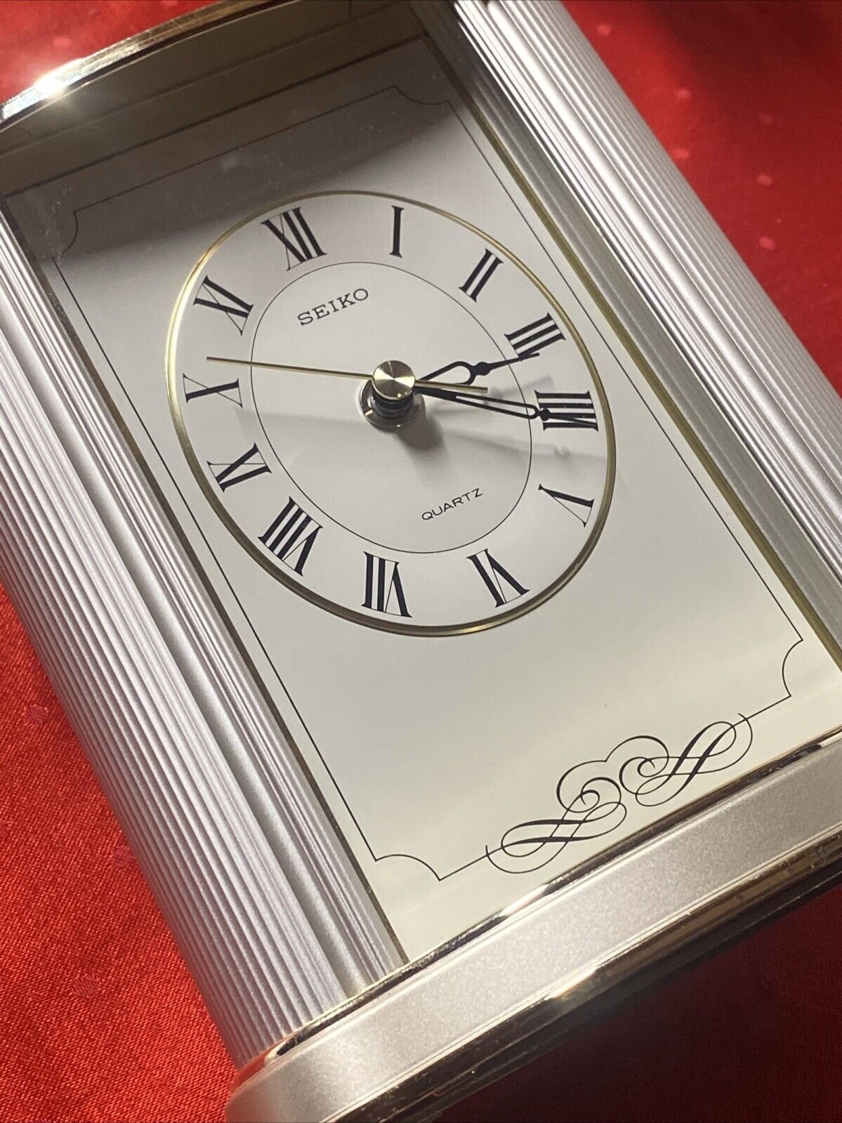 Seiko Quartz Mantel Clock - Silvertone and Goldtone