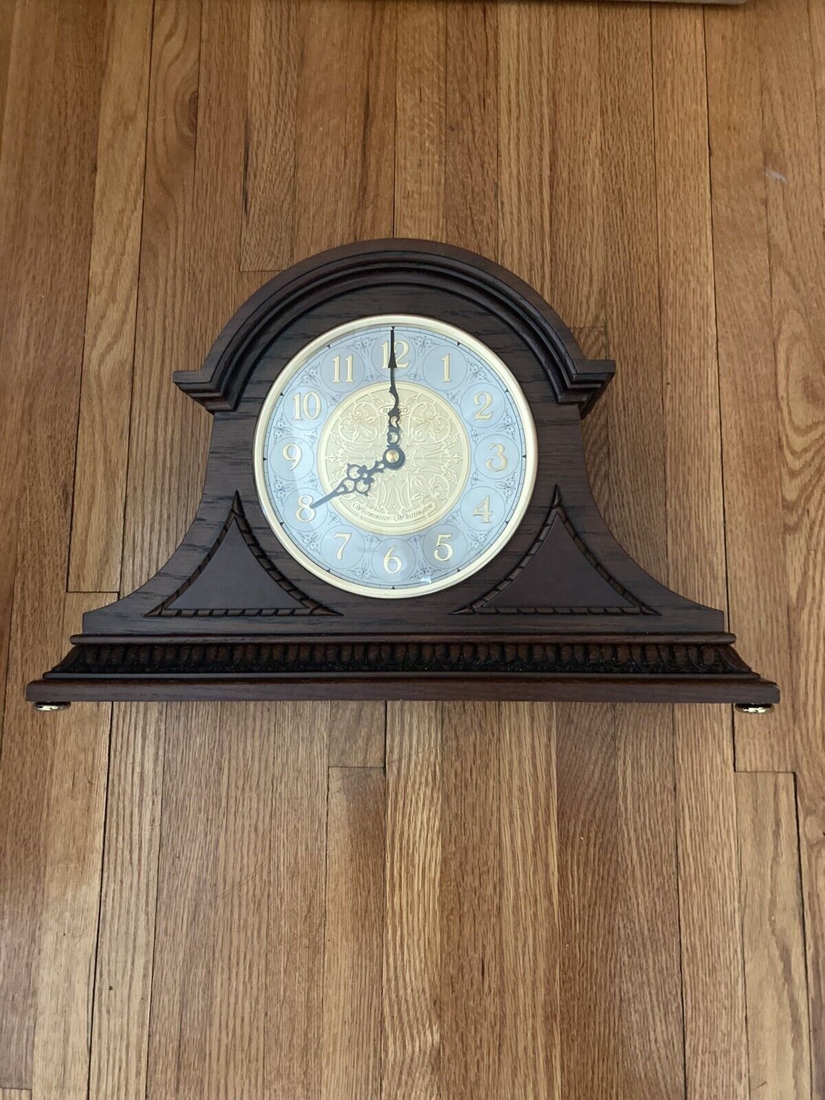 Seiko Solid Oak Tambour Chime Mantel Clock photo Seiko Solid Oak Tambour Chime Mantel Clock featured image
