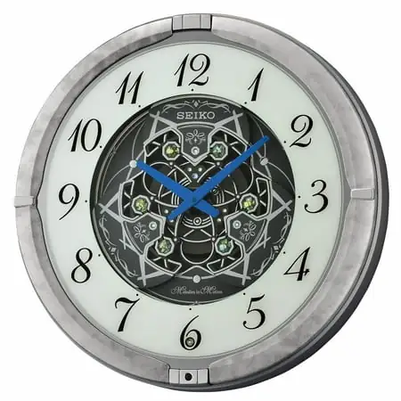 Seiko Winter King Melodies in Motion Musical Round Wall Clock Gray Analog Quartz Traditional QXM