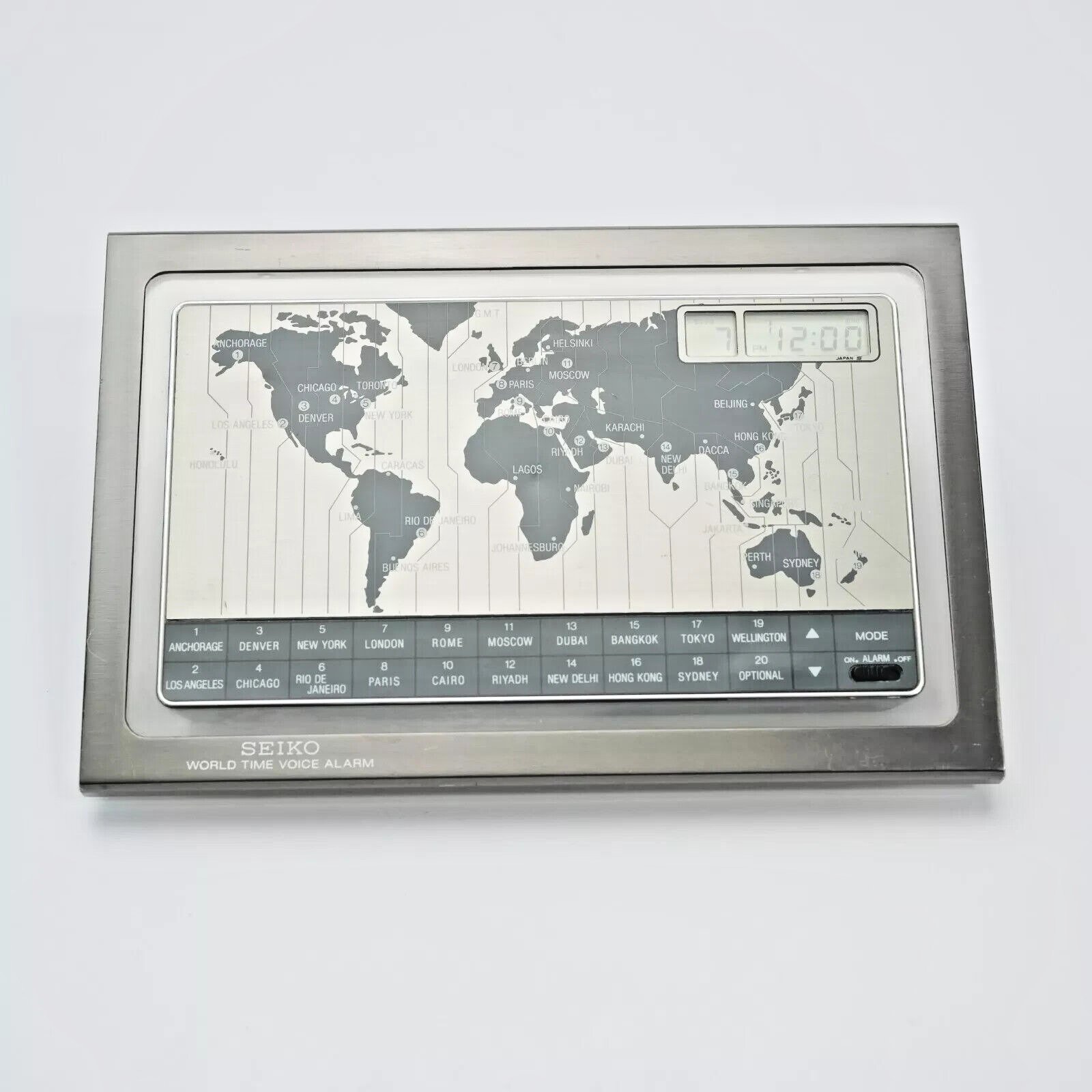 SEIKO World Time Voice Alarm Retro Desk Clock 20 Countries