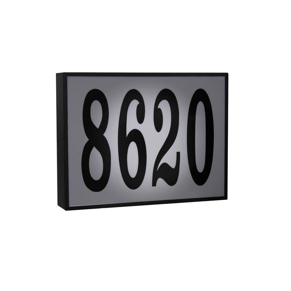 Serrano Extra-Extra-Large Galvanized Steel Black Lighted Address Plaque with LED Lights