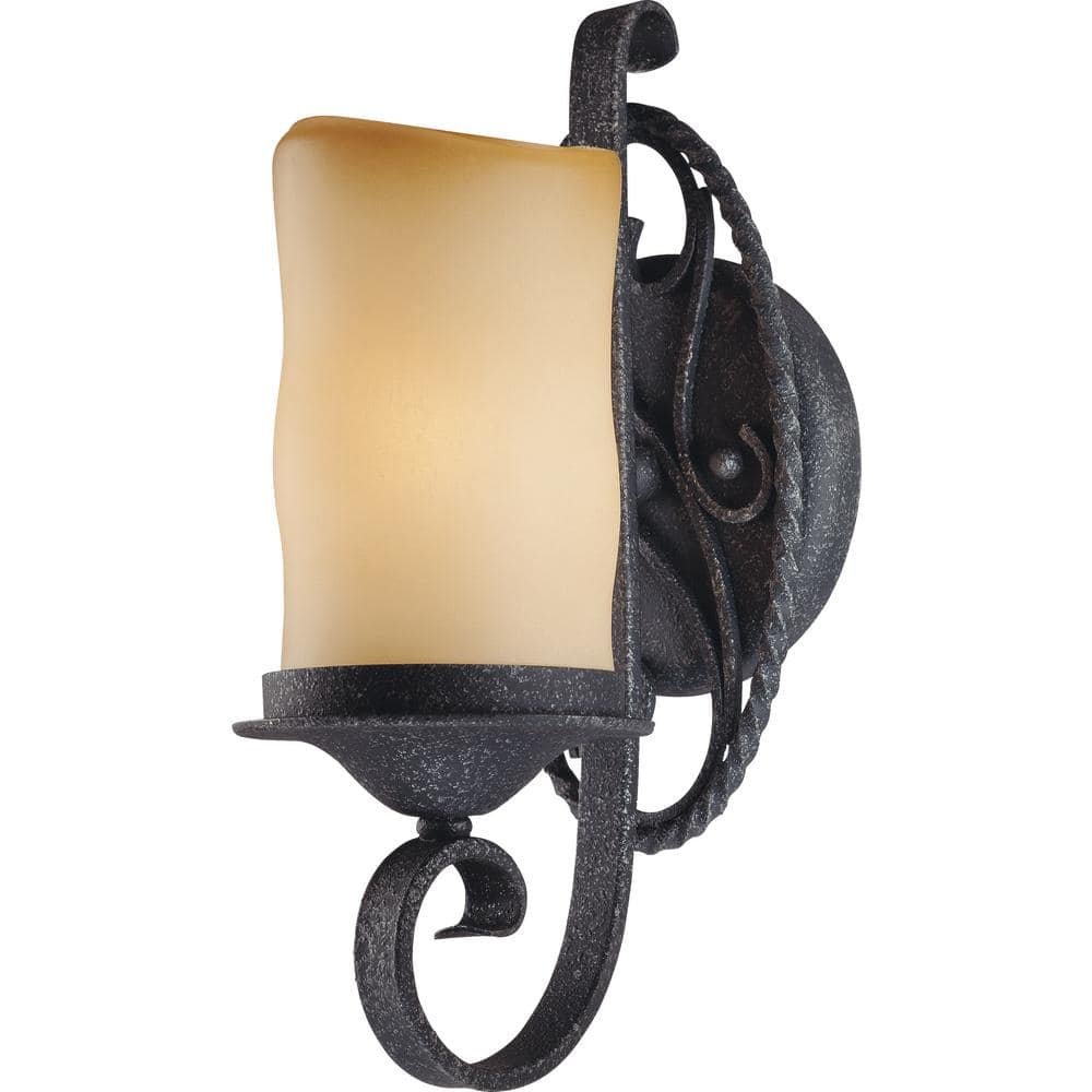 Sevilla 1-Light Indoor Antique Wrought Iron Bath / Vanity Wall Mount Sconce...
