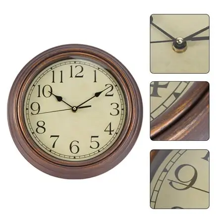 Shangfeng 12 Inch Vintage Style Silent Decorative Round Wall Clocks Non ticking Wall Clock Quartz