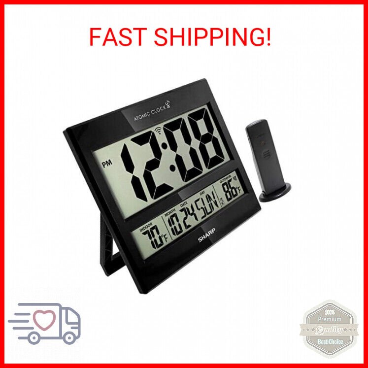 Sharp Atomic Clock - Never Needs Setting! - Jumbo 3" Easy to Read Numbers - Indo