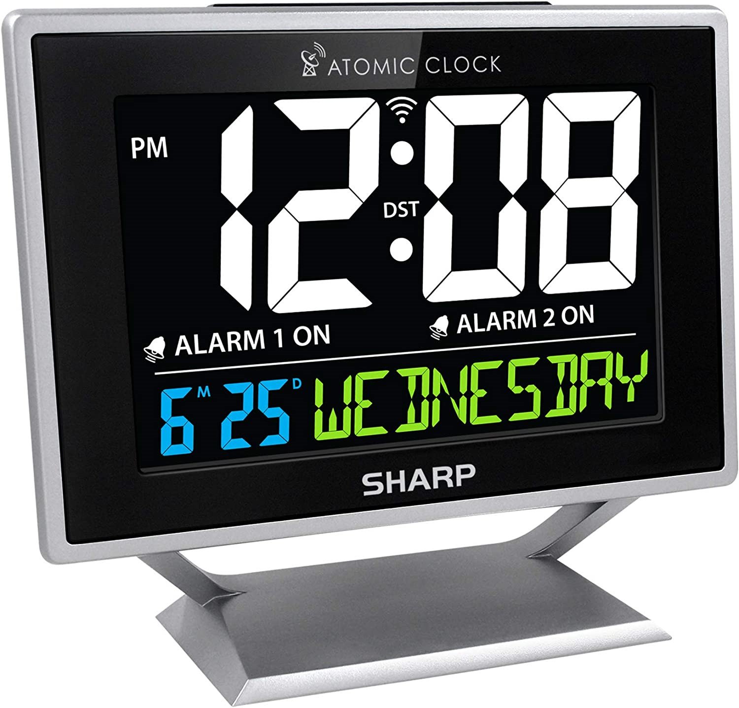 Sharp Atomic Desktop Clock with Color Display - Atomic Accuracy - Easy to Read S