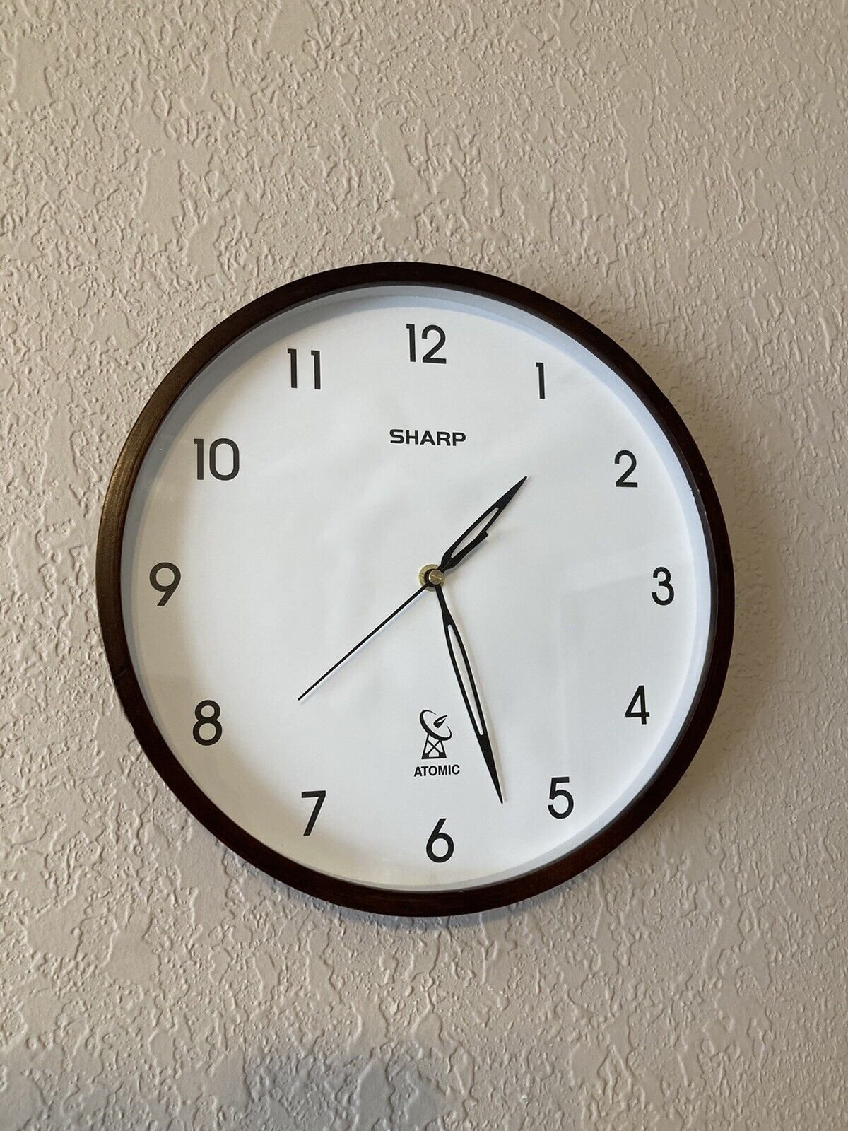SHARP Atomic Wall Clock-12" Wood Frame