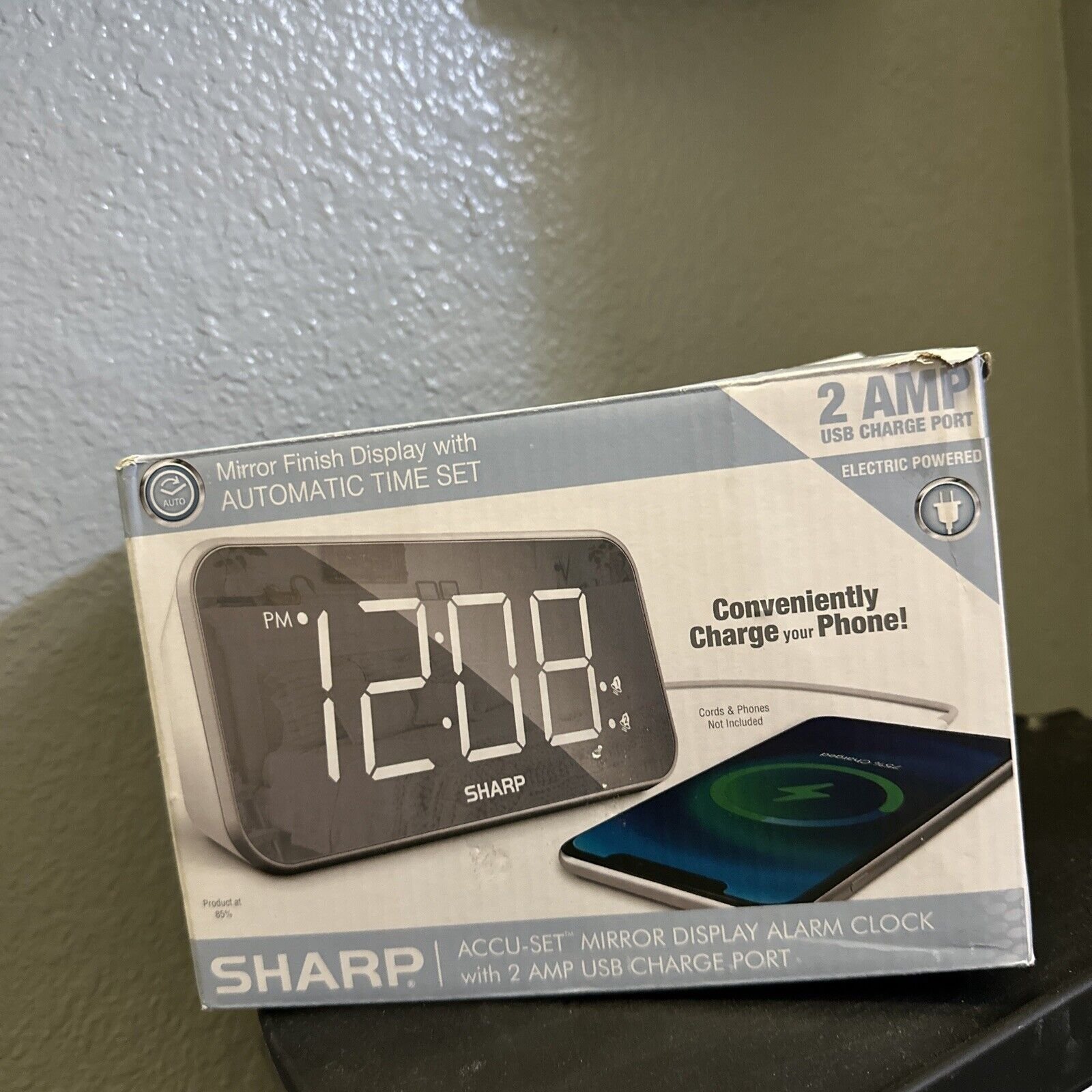 SHARP Dual Alarm Clock with Jumbo Easy 1.8” White LED Display, White