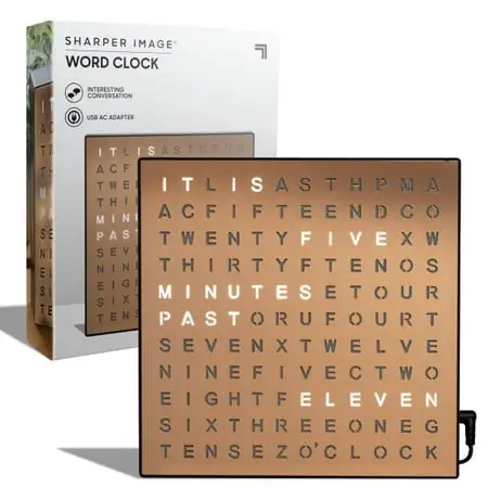 Sharper ® LED Light up Word Clock Sharper ® LED Light up Word Clock, 7 . 75 , Electronic Desk Clock, USB Cord & Power Adapter image