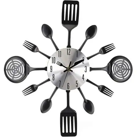 SHENSHA 16 " Kitchen Wall Clock, Large Kitchen Cutlery Wall Clock with Spoons and Forks, 3 D Removable Modern SHENSHA 16 Kitchen Wall Clock, Large Kitchen Cutlery Wall Clock with Spoons and Forks, 3 D image