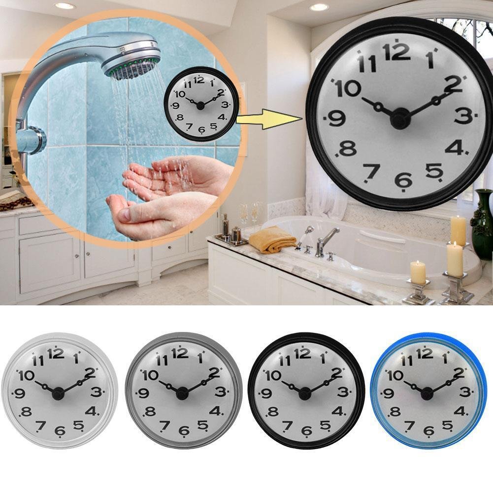 Shower Bathroom Bath Kitchen Silicone Wall Clock with Suction Cup тт Prof