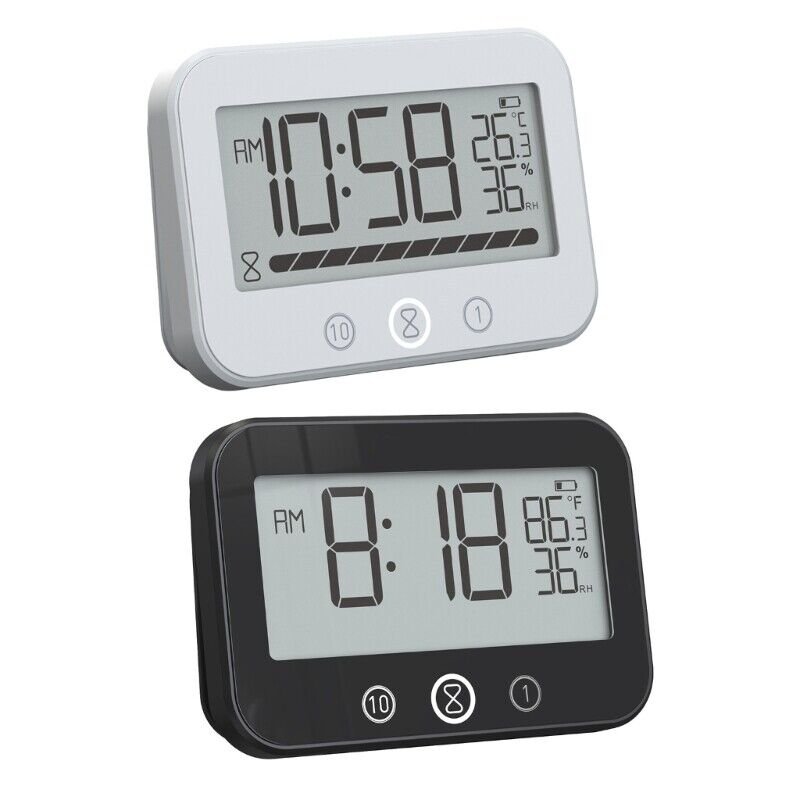 Shower Clock with Builts In Countdown Timer Temperature Feature Bath Timepieces