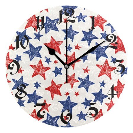 Silent Wall Clock Star 10 Non-Ticking Battery Clock Rustic Retro Home Decorative for Living Room Kitchen Bathroom