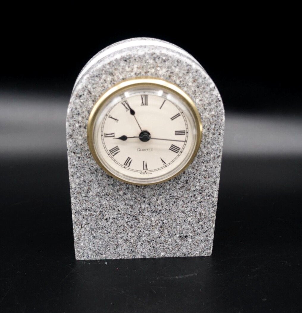 SILVER & White Marble Desk/Mantel/Shelf Clock