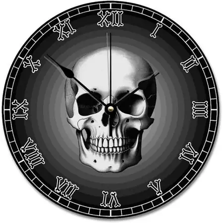 Skull Bones Skeleton Wall Clock 10 Inch Gothic Modern Battery Operated Non Ticking Vintage Farmhouse Wood Skull Bones Skeleton Wall Clock 10 Inch Gothic Modern Battery Operated Non Ticking Vintage image