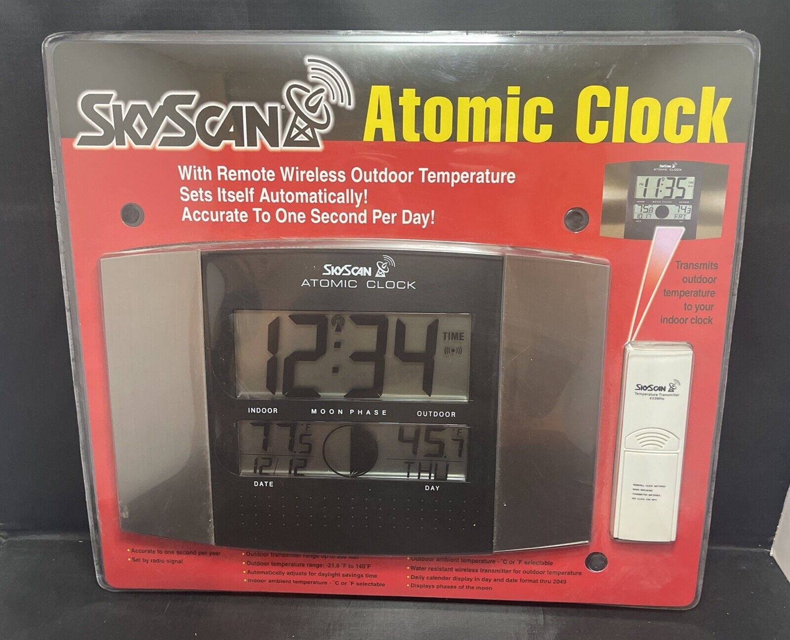 SkyScan Atomic Wall Clock Digital Temperature/Weather (Wireless)