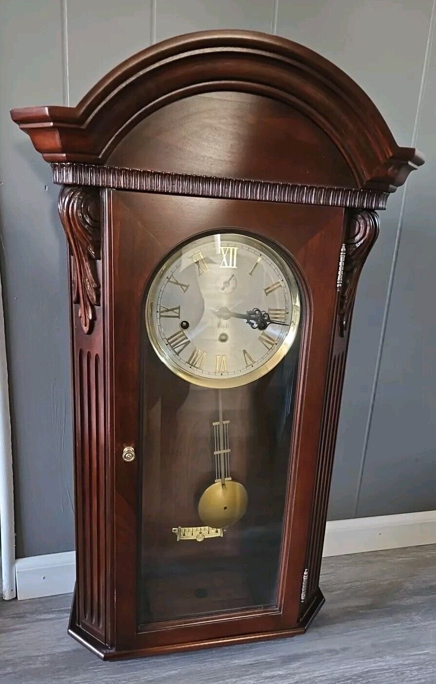 Sligh grandfather Wall clock Works Properly, Chimes Well, Key to adjust time