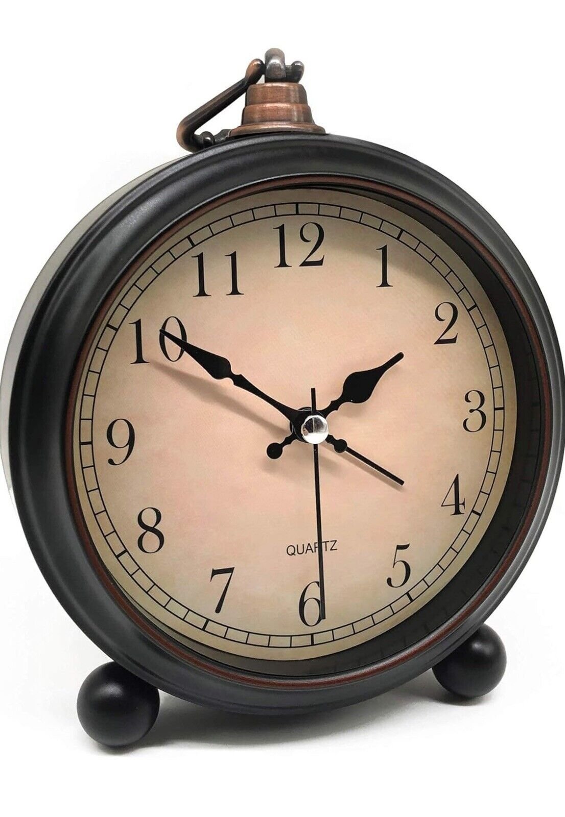 Small Antique Clock Vintage Desk Arabic Table Silent Battery Quartz with Light