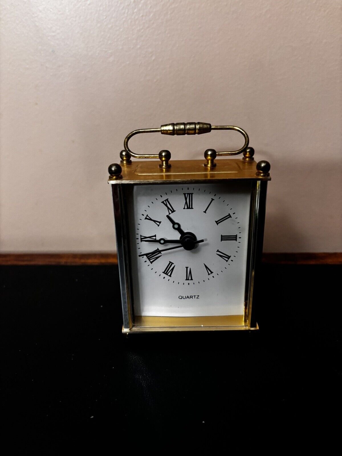 Small Gold Metal Quartz Desk Clock - Battery Powered -True Time Works