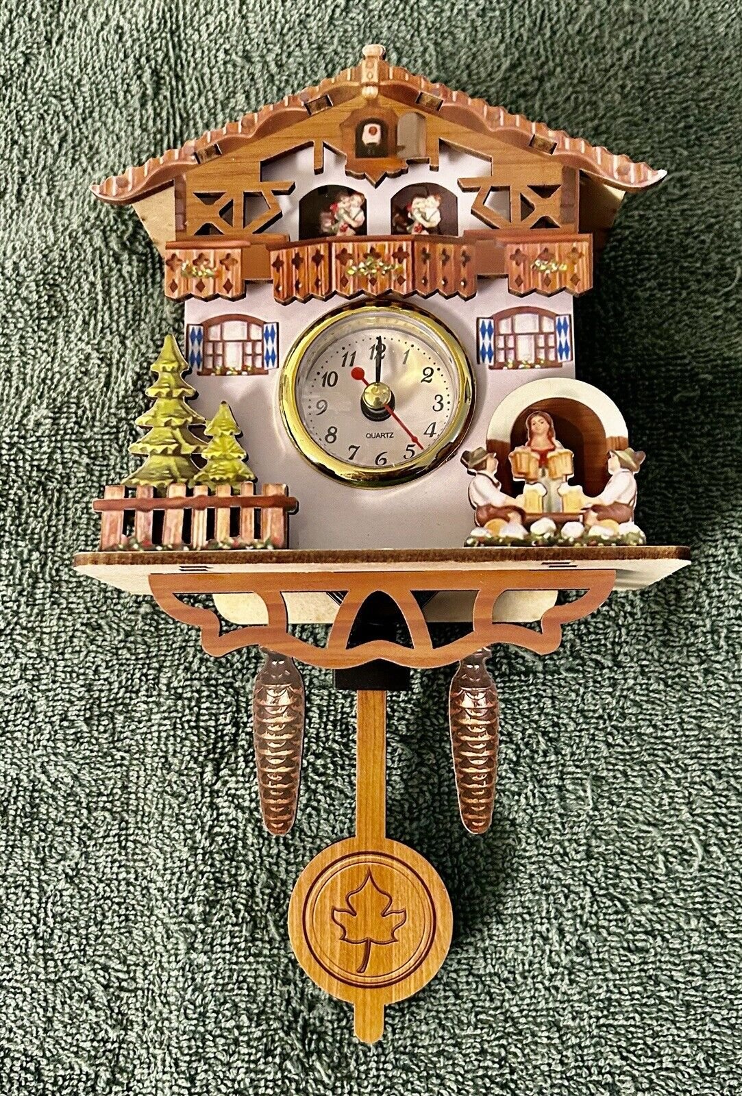 Small Nordic Retro Style Wooden Wall Clock 9”(w/ Pendulum ) Uses AA Battery