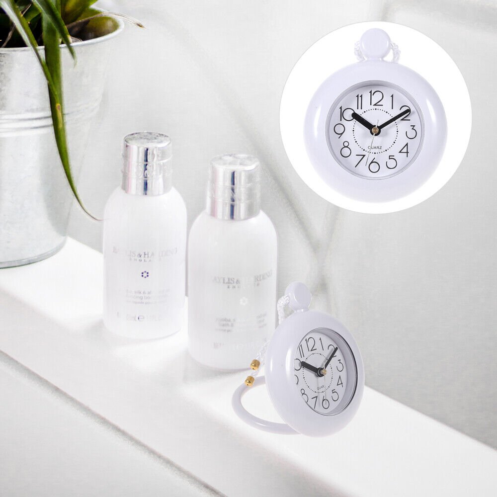 Small Shower Clock Waterproof Bathroom Hanging Wall Battery Operated Office