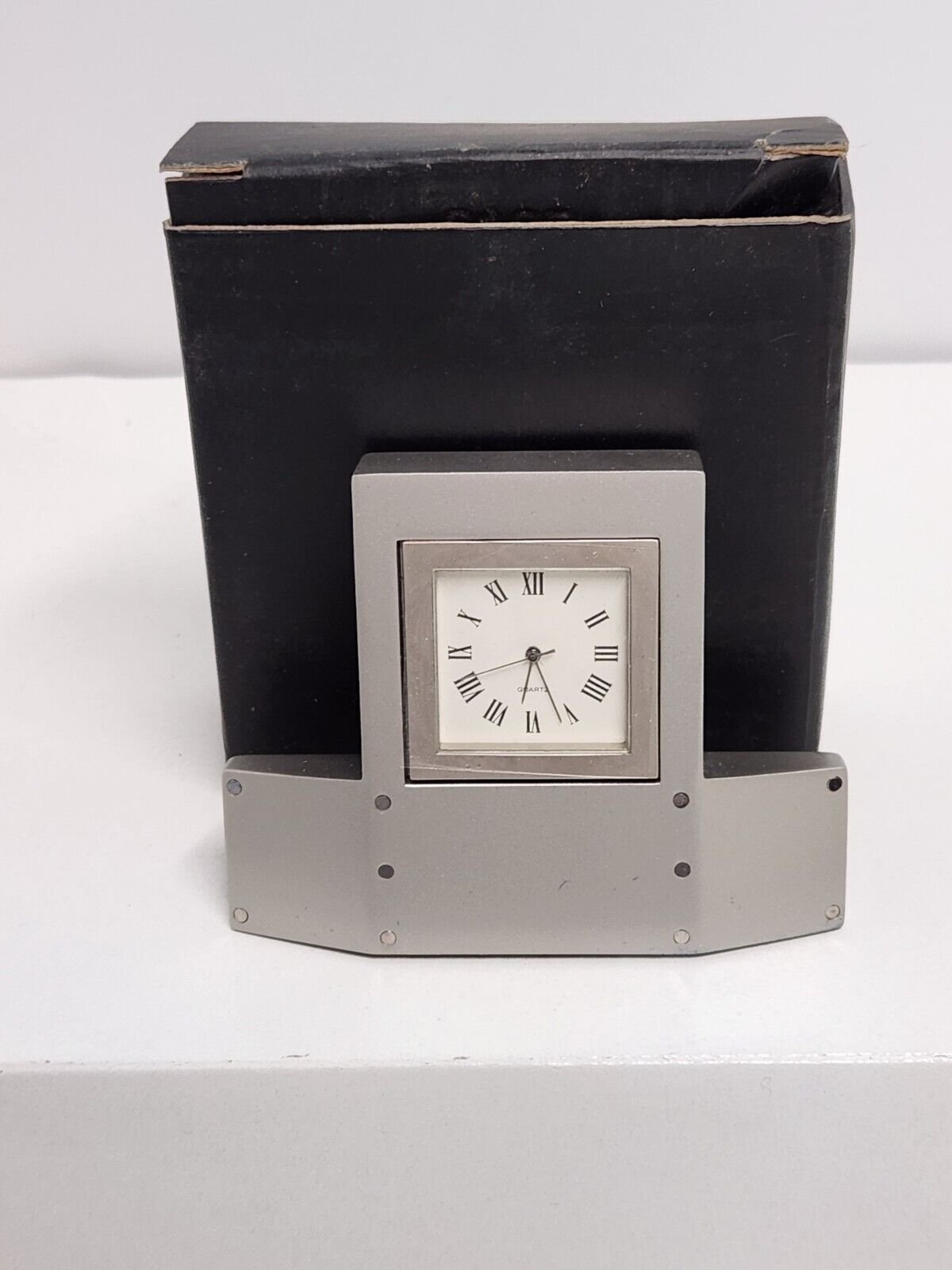 Small Silver Toned Desk Clock