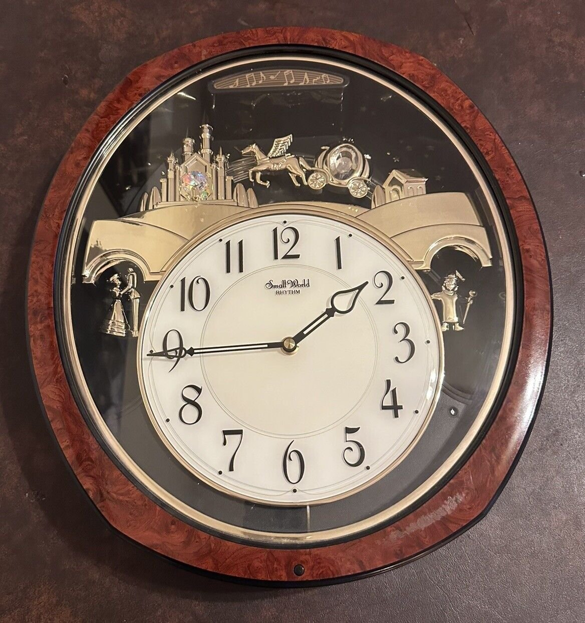 Small World Princess Fantasy Clock Swarovski Crystals Pendulum 28 Melodies Rare