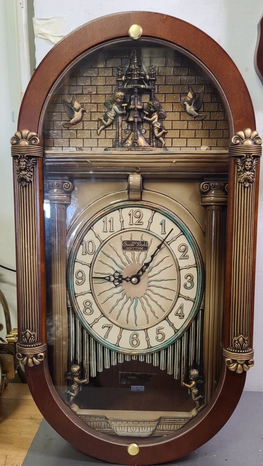 Small World Rhythm Sun Dial Japan Musical Animated Wall Clock Nice Sturdy Wood.