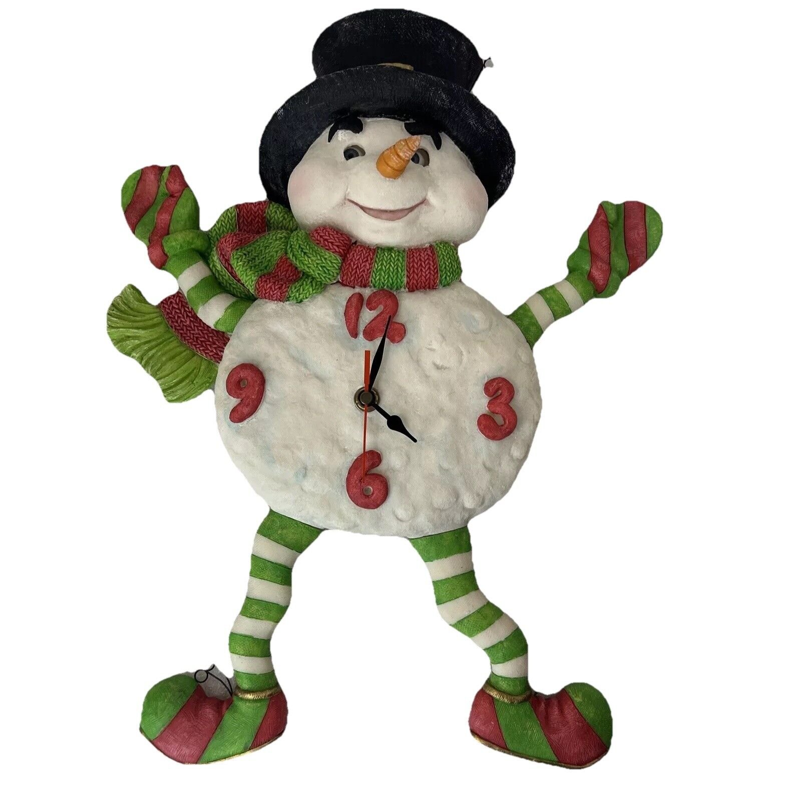 Snowman Musical Ceramic Holiday Christmas Clock Read Plays Let It Snow Eyes Move