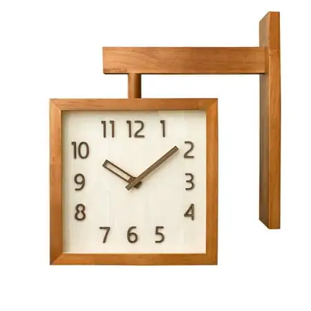 Solid Wood Double Sided Wall Clock, Silent Design, Simple Modern Japanese Style, Suitable for