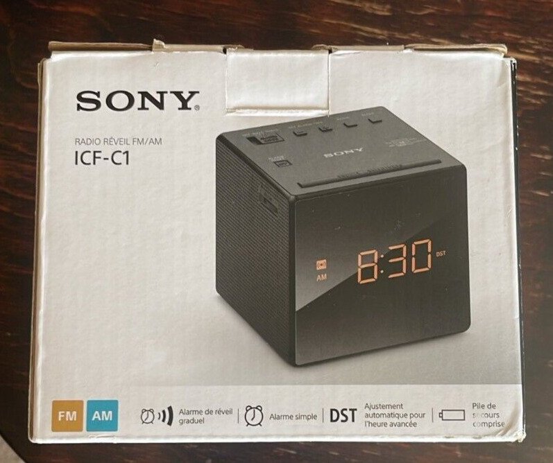 Sony ICF-C1 Alarm Clock Radio. Opened box. Never been used. A+++ Mint condition.