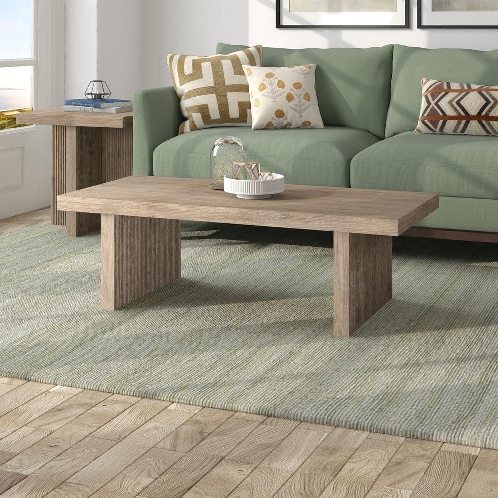 Soren 47.5 in. Antiqued Gray Oak Rectangle MDF Top Coffee Table