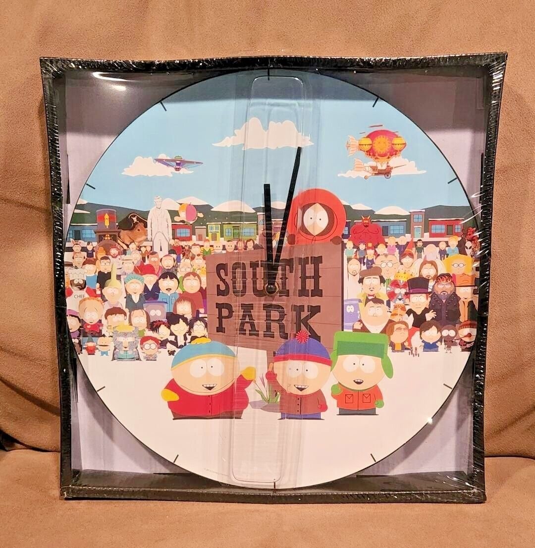 South Park Town 13.5" Cordless Wood Wall Clock Cartman Kenny Kyle Stan Vander