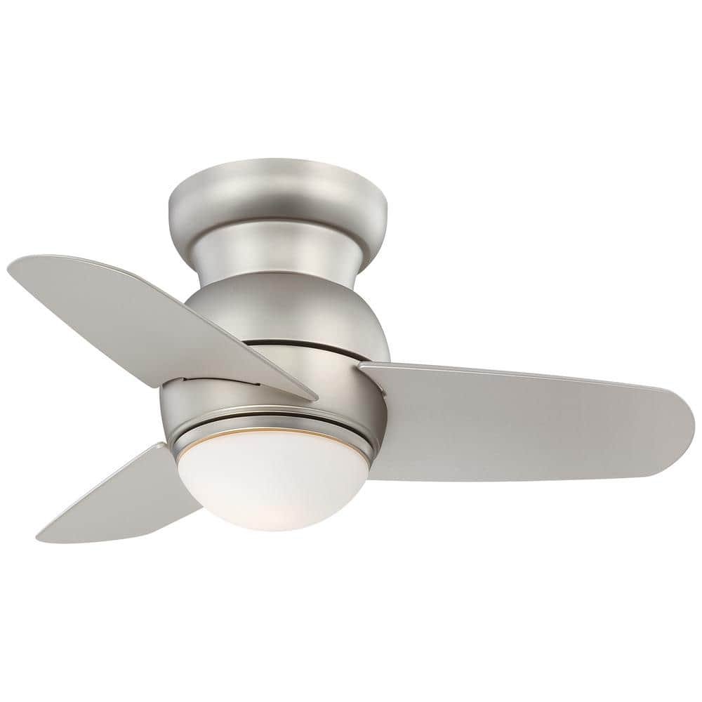 Spacesaver 26 in. Integrated LED Indoor Brushed Steel Ceiling Fan with Light...
