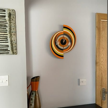 Specialoffer!Hand Made Mid Centurystyle StarburstSunburst Clock ByRoyale Medium TeakRays Turquoise Welby Dial & Orange Balls