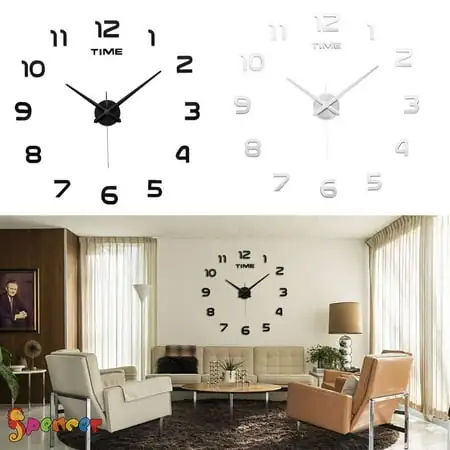 Spencer Frameless Wall Clock, Large Modern 3 D Mirror Wall Clock Mute DIY Wall Stickers For Living photo Spencer Frameless Wall Clock, Large Modern 3 D Mirror Wall Clock Mute DIY Wall Stickers For Living