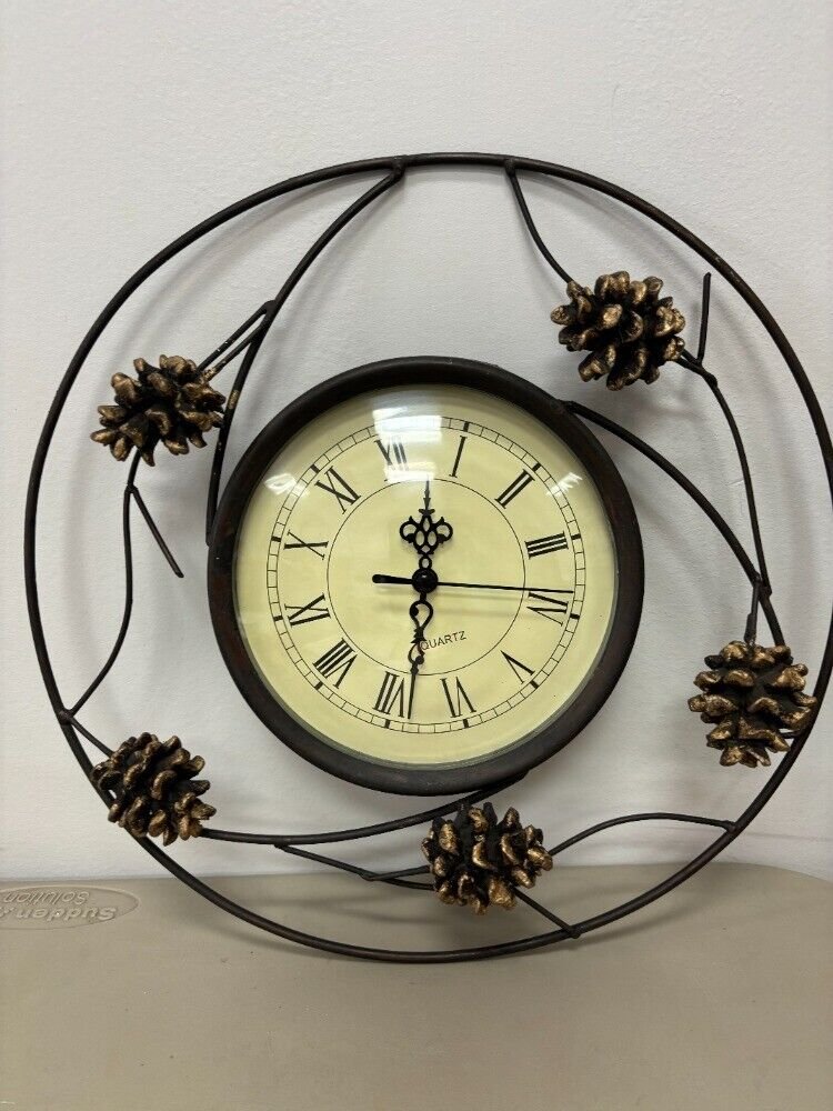 SPI Home Pinecone Wall Clock White 2.5" x 12.5" x 12.5" USED