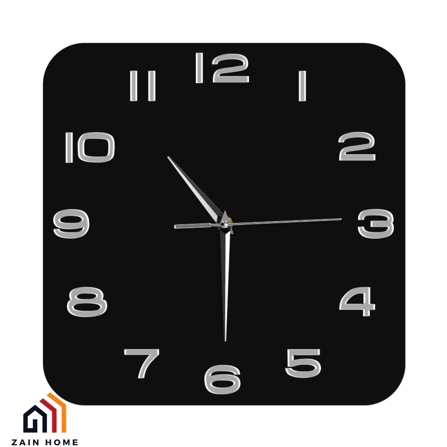 Square Like Glass Printed LED Wall Clock Modern Design Silent Non-Ticking Decor
