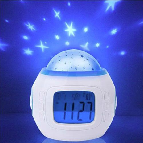 Star Sky Night Light Projection Calendar Music Digital LED Alarm Clock Kids Xmas