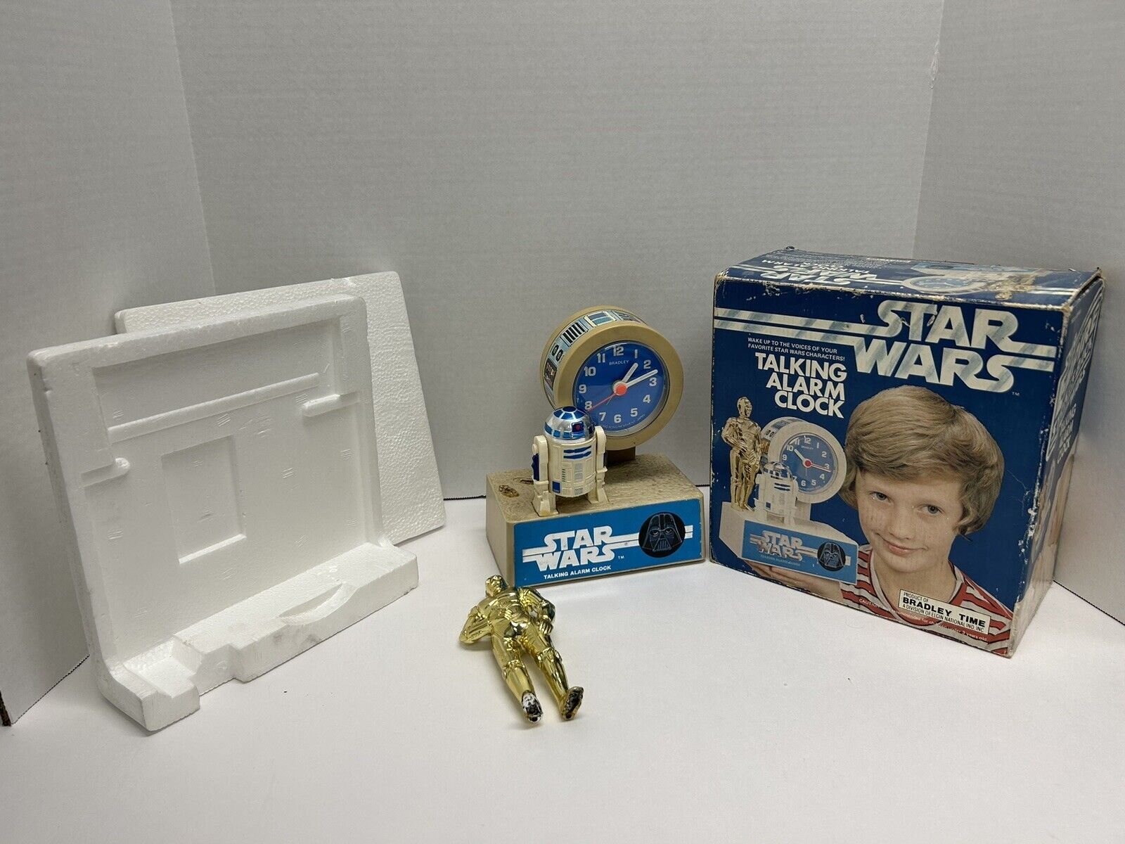 STAR WARS 1980 Quartz Talking Alarm Clock C-3PO R2D2 with Box Working Broken J1