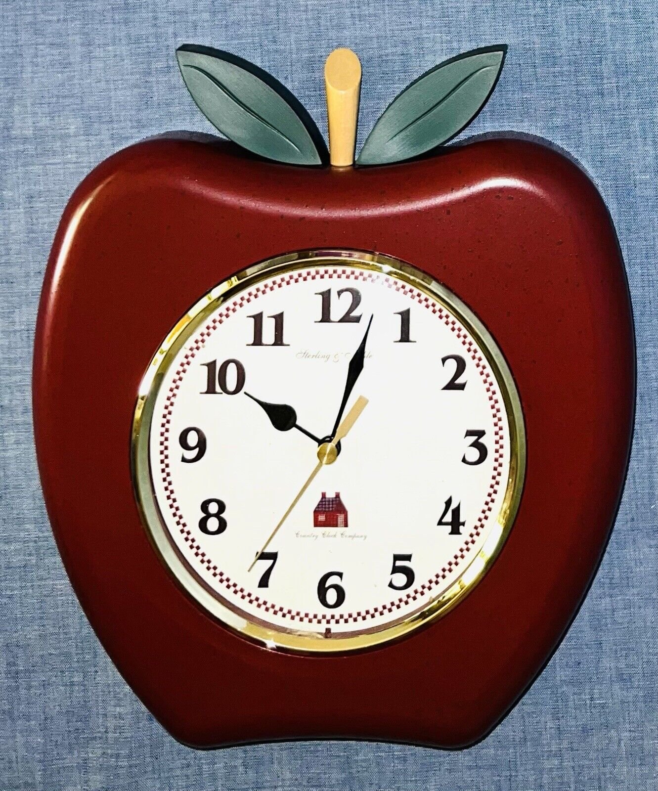 Sterling and Noble Red Apple Clock with a Farmhouse by Country Clock Company
