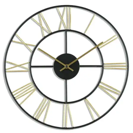Sterling & Noble 16 " Gold Indoor Round Modern Open Roman Numeral Metal Analog Wall Clock with photo Sterling & Noble 16 " Gold Indoor Round Modern Open Roman Numeral Metal Analog Wall Clock with photo